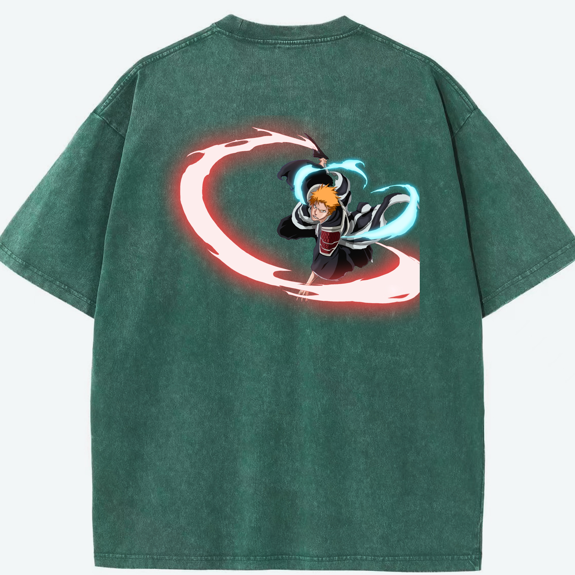 （画像用） ブリーチ 黒崎一護（くろさき いちご）BLEACH Kurosaki Ichigo 綿100% ヴィンテージ風 半袖Tシャツ（背面プリント）